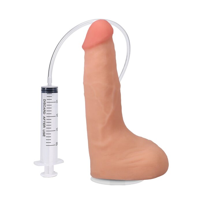 The Realistic Cock - Squirting Cock - With Removable Vac-U-Lock Suction Cup - ULTRASKYN - 9.5" (with Balls) - Vanilla