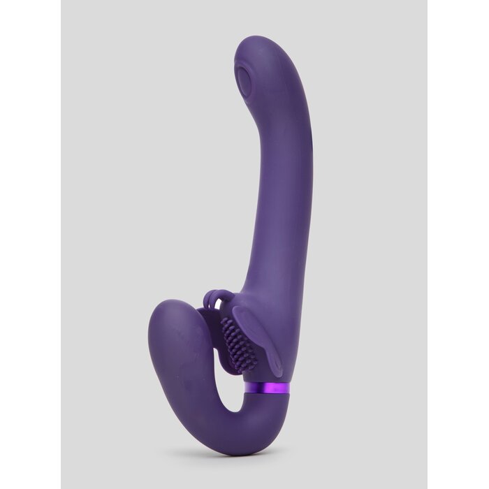 Vive SATU Rechargeable Pulsing Strapless Strap-On with Clitoral Stimulation - Purple