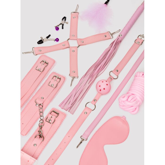 Secret Pleasure Chest Pink Bondage Kit (11 Pieces) - Pink