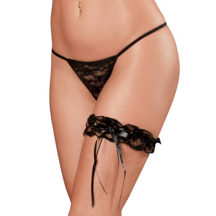 Exposed Lace Garter in Black