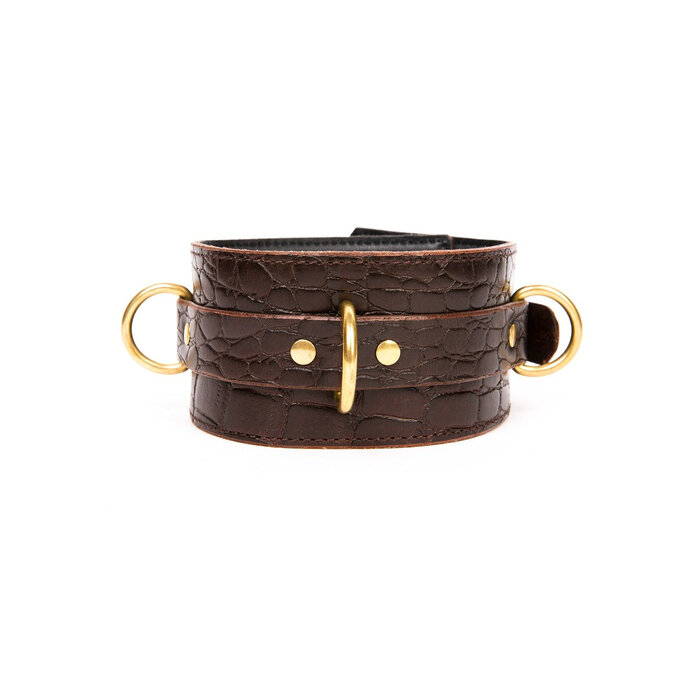 Brown Embossed Leather Collar