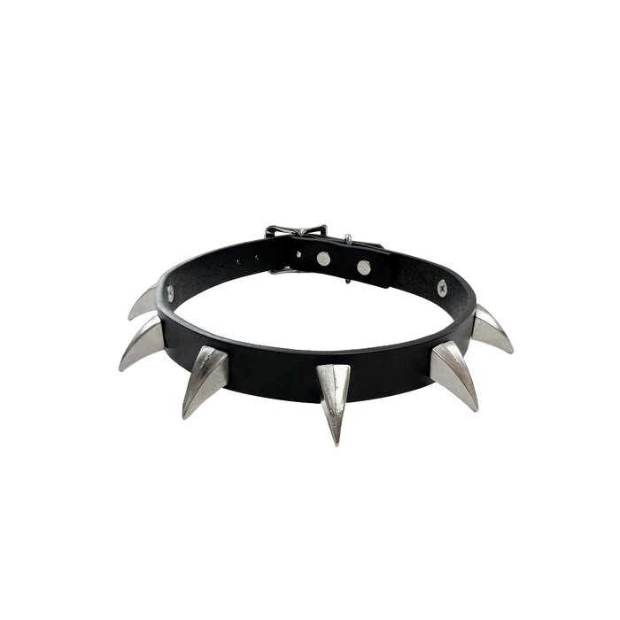 Black Leather Claw Spiked Collar
