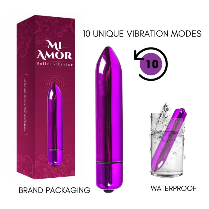 Metallic Purple Bullet Vibrator with 10 Functions for Precise Stimulation