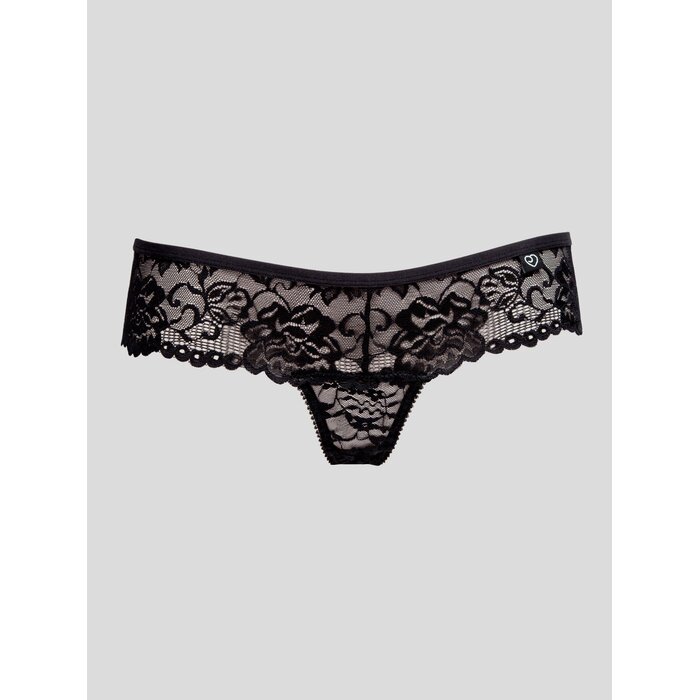 Lovehoney Flirty Black Lace Thong - L / XL - Black