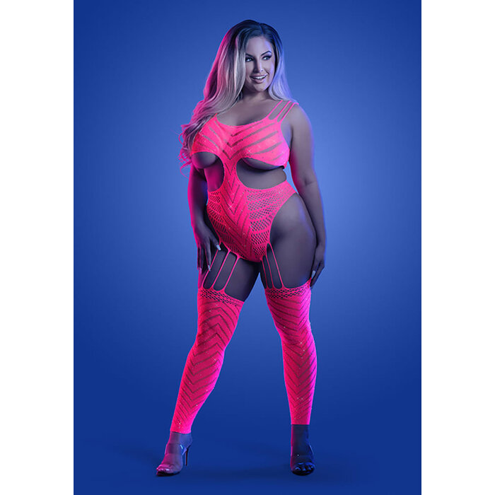 Wavelength Cutout Rhinestone Teddy Bodystocking - Queen Size