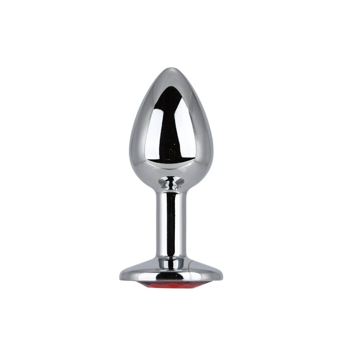 Toosh Silver Metal Butt Plug Small Red Stone