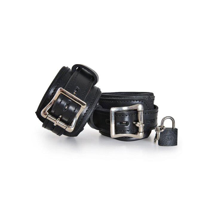 Leather Deluxe Padlock Wrist Cuffs