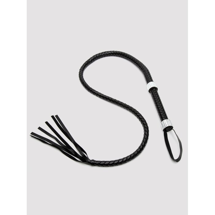Leg Avenue Faux Leather Diamante Handle Whip - One size - Black