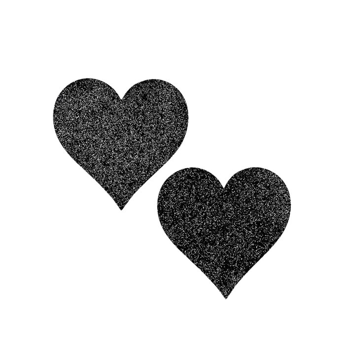 Heart Shaped Glitter Pasties - Black