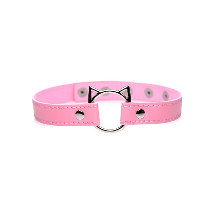 Kinky Kitty Ring Slim Choker - Pink