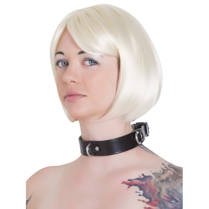 Deluxe Black Leather Triple D-Ring Collar