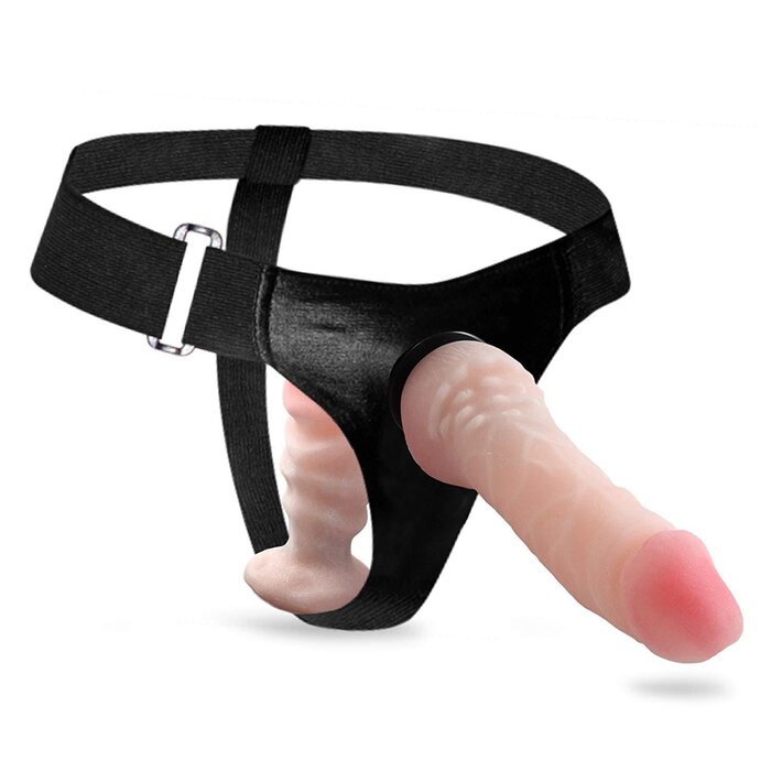 Double Ended Strap On Dildo 6.5 Inch Sexual Pleasure Toy with Harness for Couples