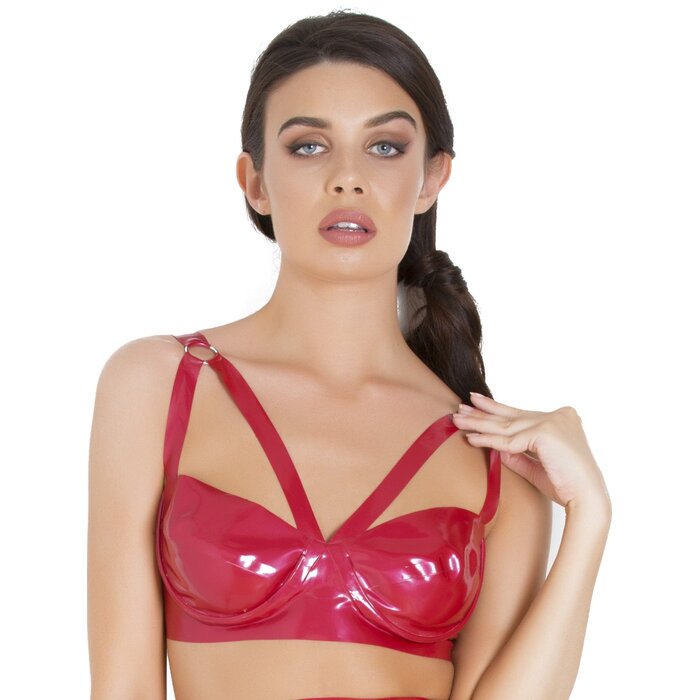 Starbust Latex Bra Metallic Red
