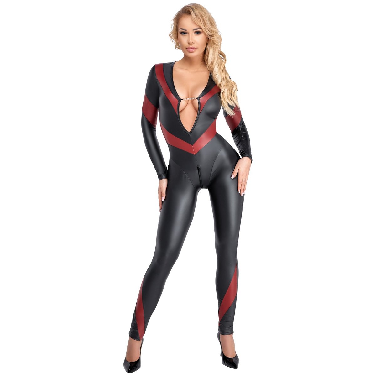Cottelli Collection Cottelli PARTY Black and Red Catsuit - Black - M