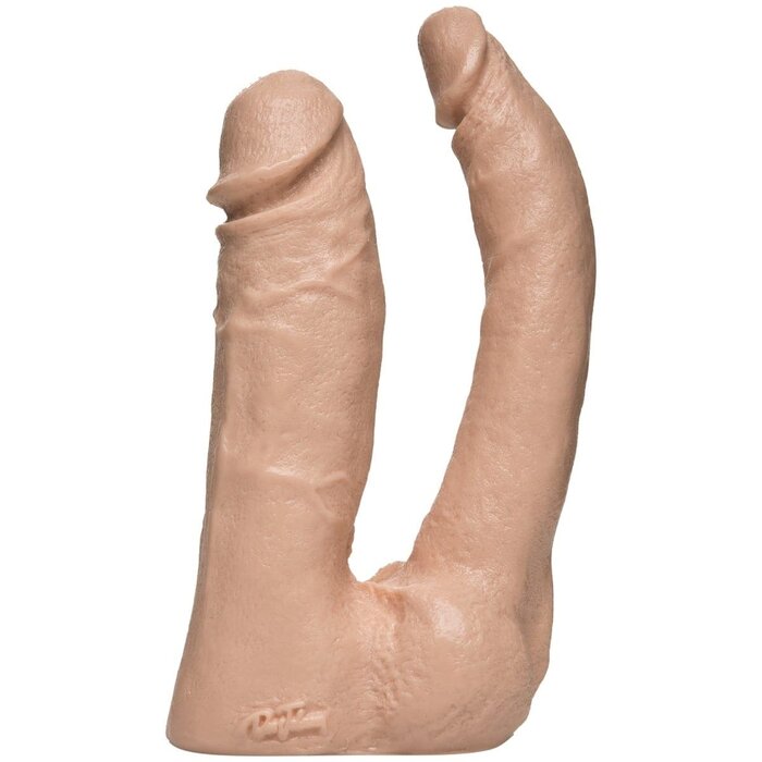 Doc Johnson Double Penetrator Naturals Vac U Lock White Dildo - Vac-U-Lock