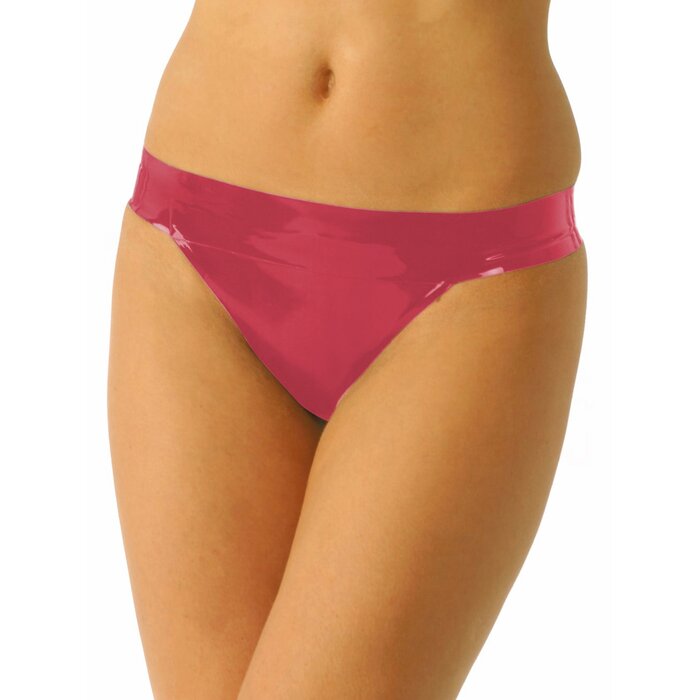 Latex Thong Back Knickers in Metallic Red