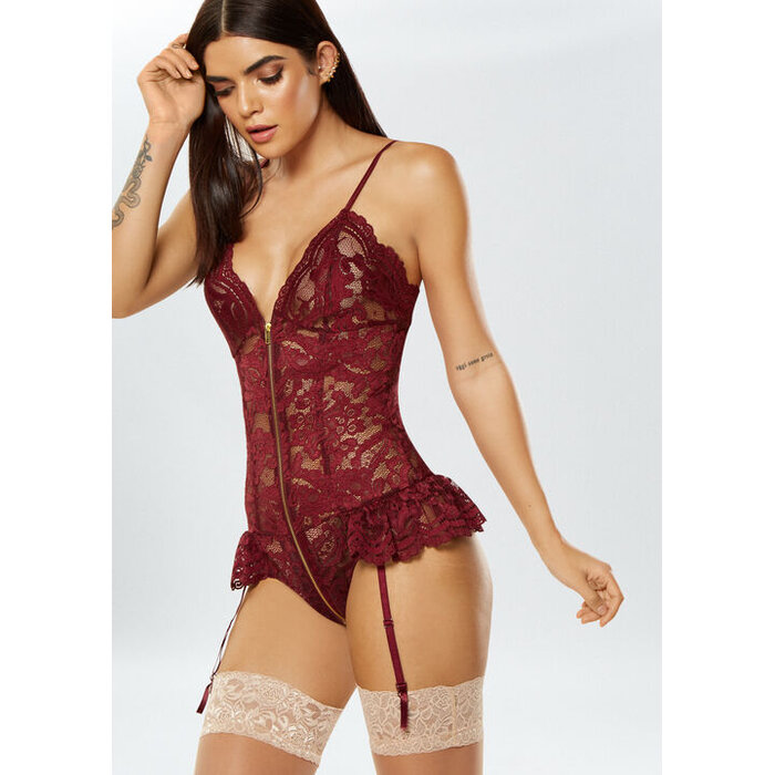 Ann Summers Taylor Crotchless Teddy, Burgundy