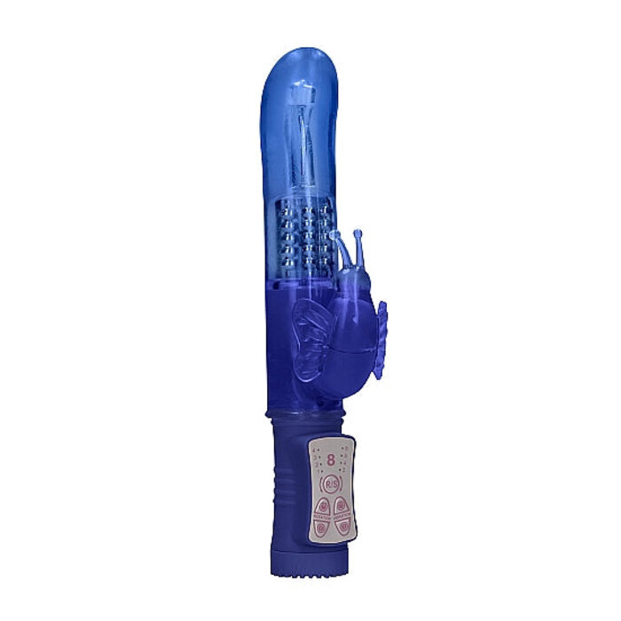Rotating Beaded Butterfly Vibrator - Blue