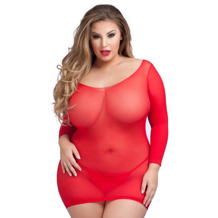 Lovehoney Plus Size Long Sleeve Red Mini Dress