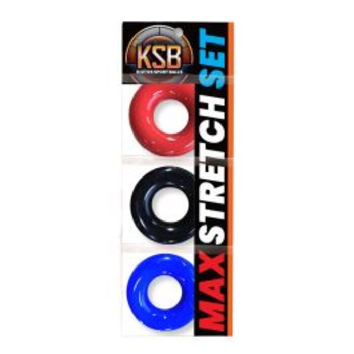 Kiotos KSB Max-Stretch Cockring 3 Pack - Black-Red-Blue