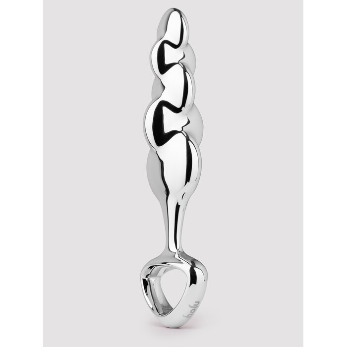 njoy Disco Rippled Textured Stainless Steel G/P-Spot Dildo - Silver