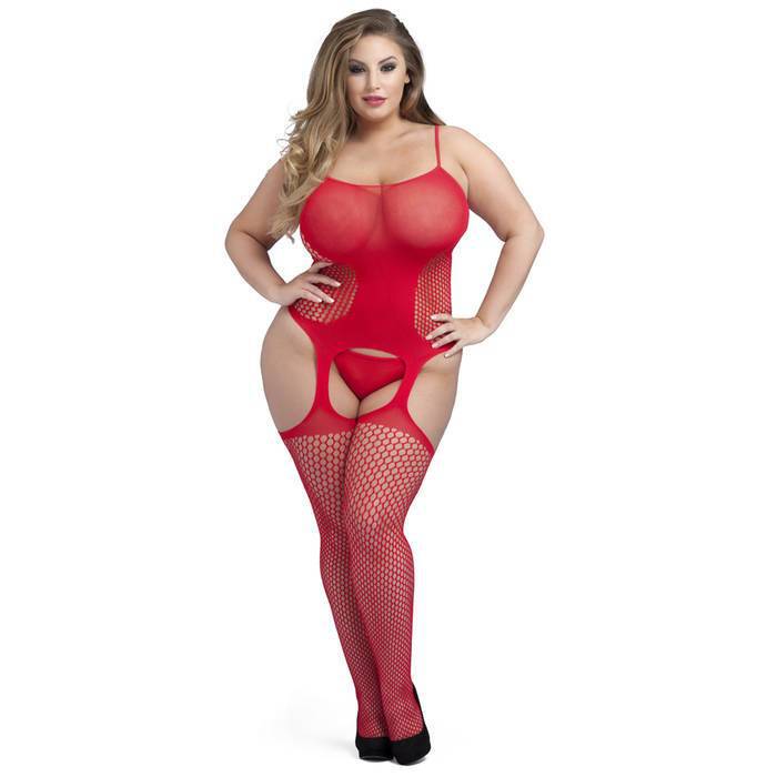 Lovehoney Plus Size Red Hourglass Suspender Bodystocking