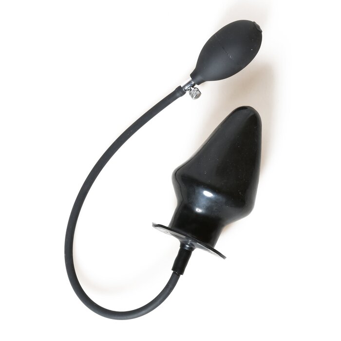 Large Black Moulded Latex Inflatable Butt Plug