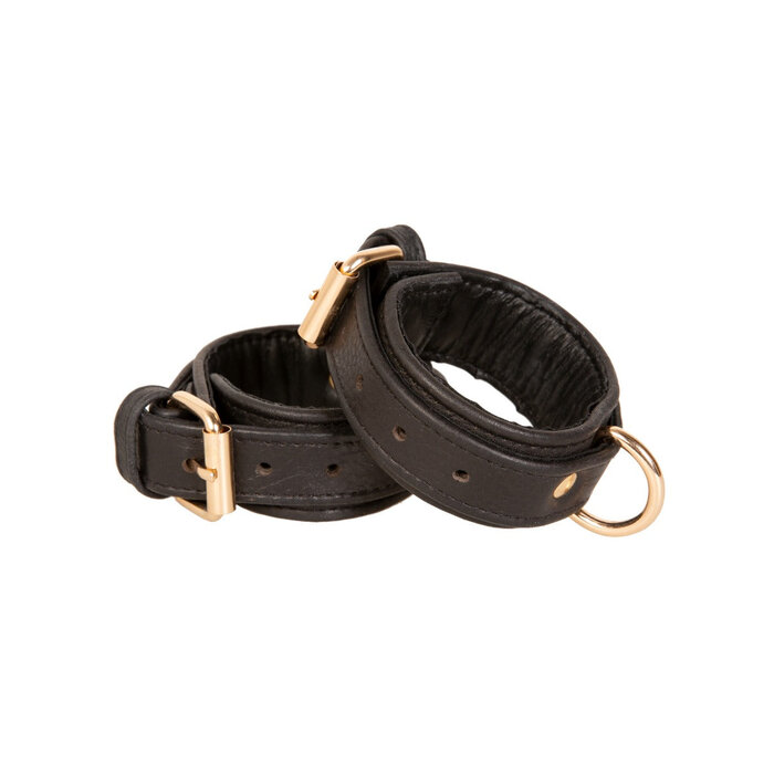 Black Leather Cuffs With D Ring