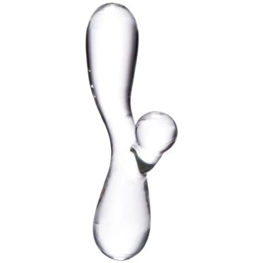 Glacier Glass Clear Curved G-Spot Rabbit Dildo - 7.5 Inch