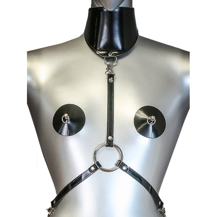 Patent Leather Posture Collar Harness - One Size