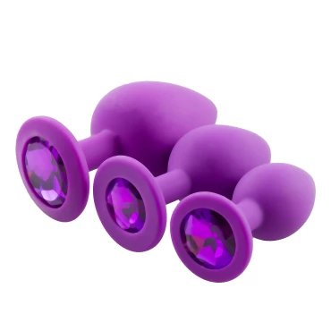 Bejewelled Purple Silicone Butt Plug - MEDIUM