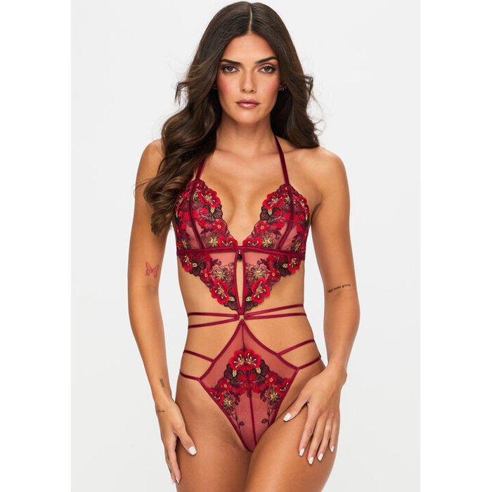 Ann Summers Shimmering Crotchless Body, Dark Red