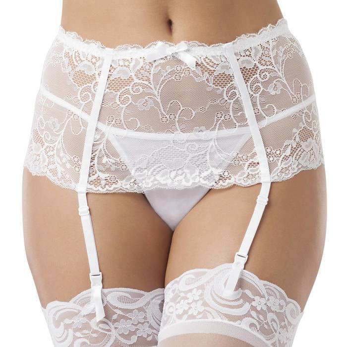 Lovehoney Love Me Lace White Deep Suspender Belt