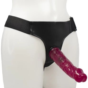 Jawbuster Purple Dildo With Strap-On Harness - 8 Inch