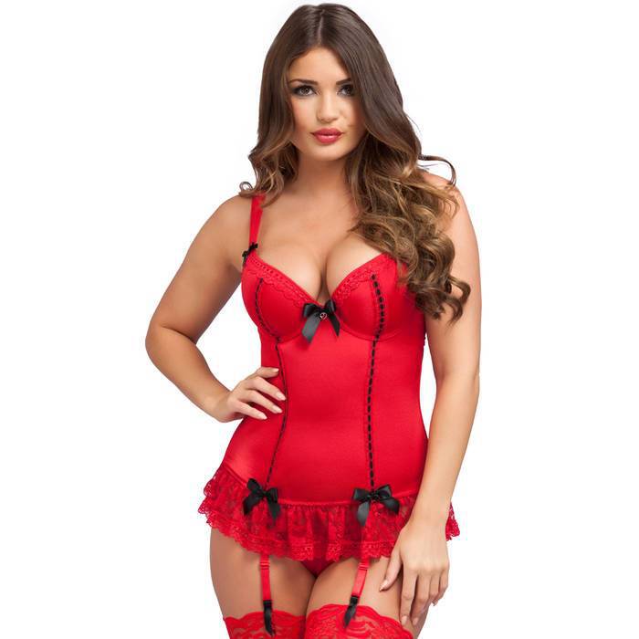 Lovehoney Seduce Me Red Push-Up Basque Set