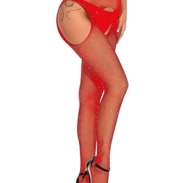 Flirt Red Diamante Suspender Tights