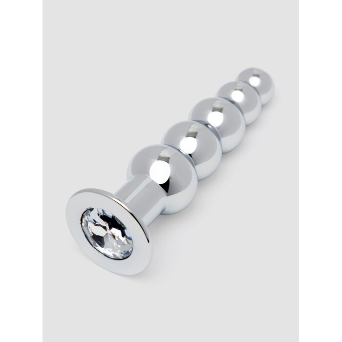 Lovehoney Power Jewel Beaded Aluminium Jewelled Butt Plug 5 inch - Silver