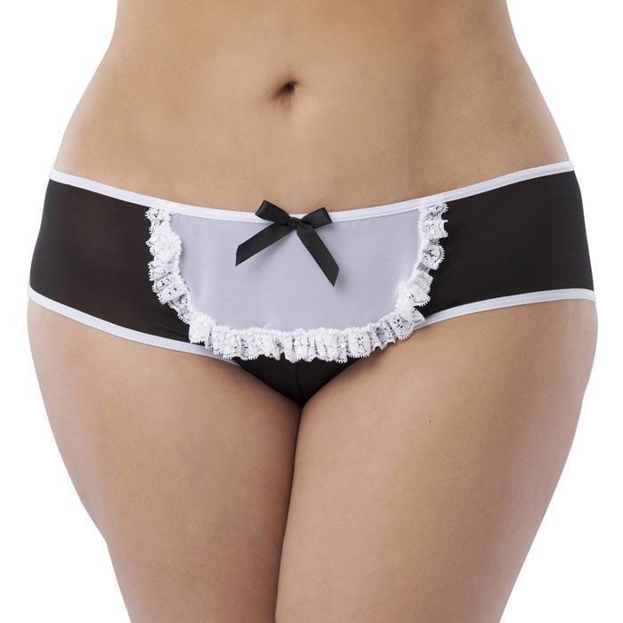 Lovehoney Fantasy Plus Size Crotchless Ruffle Back French Maid Knickers