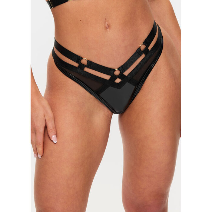 Ann Summers Minx PU Harness Crotchless Thong - Black