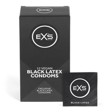 EXS Black Latex Condoms - 12 Pack