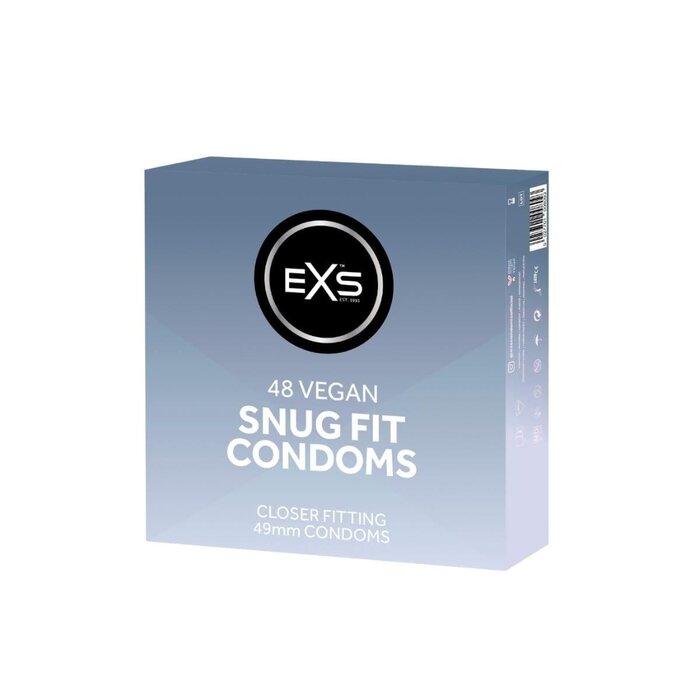 48 EXS Snug Fit Condoms - Lubricated, Latex, Protection Adult