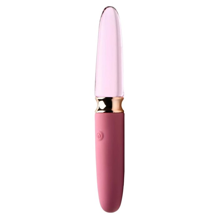 10X Rose Dual Ended Smooth Silicone and Glass Vibrator