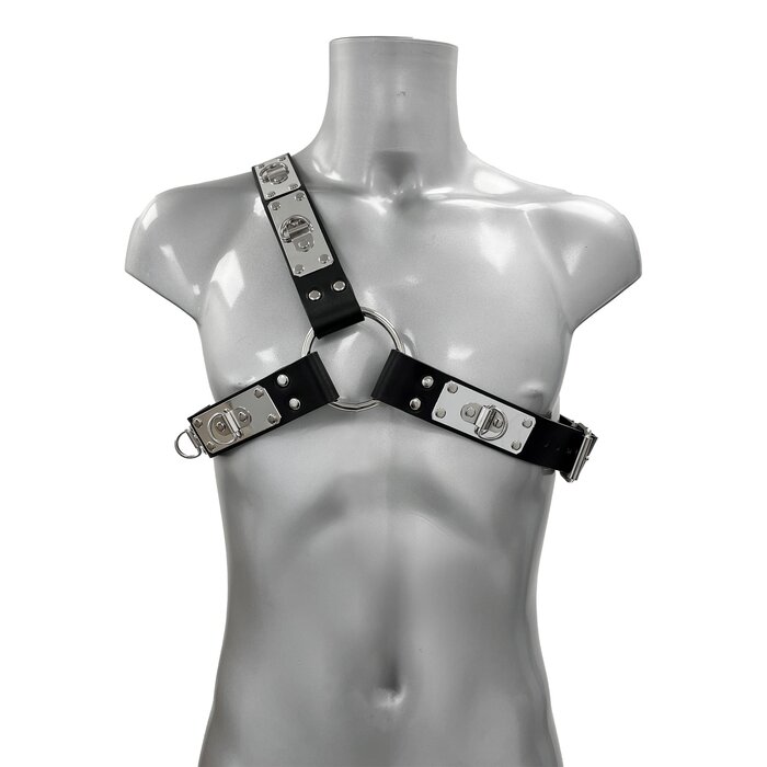 Asymmetrical Metal Plated Chest Harness