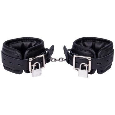 Raven Bridge Black Leather Lockable & Adjustable Ankle Cuffs
