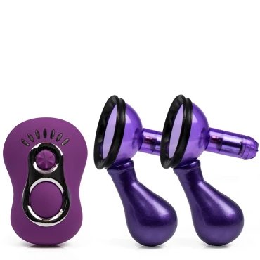 Get Pumped Purple Remote Control Vibrating Nipple Suckers