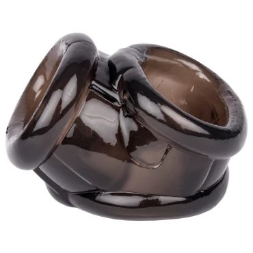 Lock & Load Translucent Black Cock Ring & Ball Strap