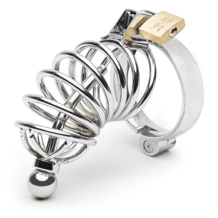 Impound Corkscrew Male Chastity Cage with Urethral Sound