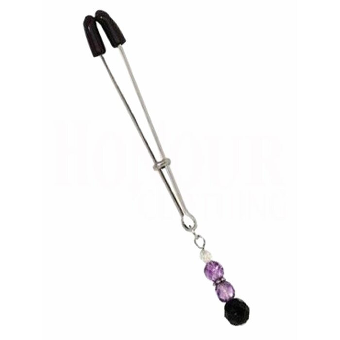 Violet Beaded Clit-Nipple Clamps