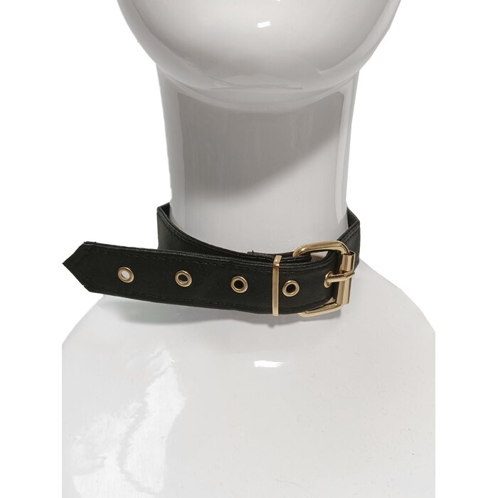 Vegan Leather Collar With Gold Colour Hardware