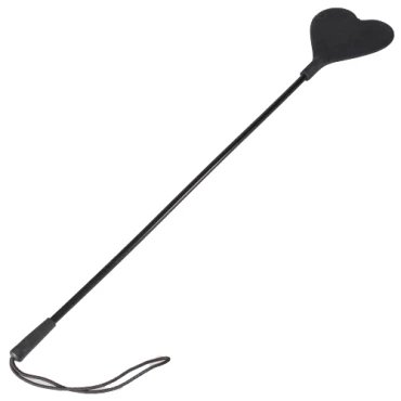 Love Sting Black Silicone Heart Riding Crop - 19 Inch